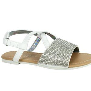 White & Silver Glitter Crisscross Sandal